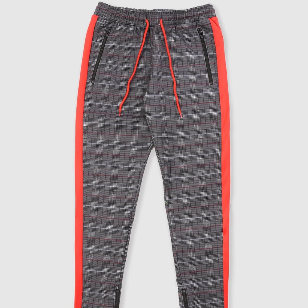 Men's Slim Fit Plaid Jogger Track Pants Red